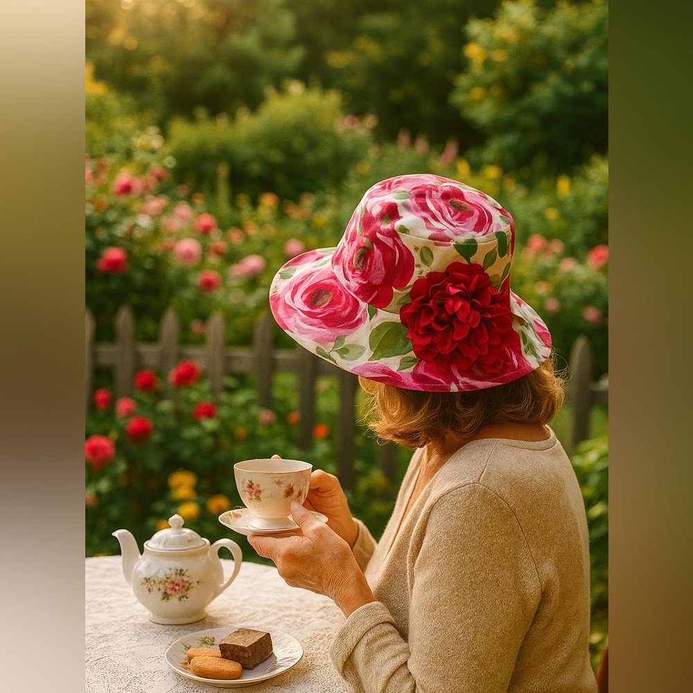 Floral Pink and Red Cottagecore Bucket Hat